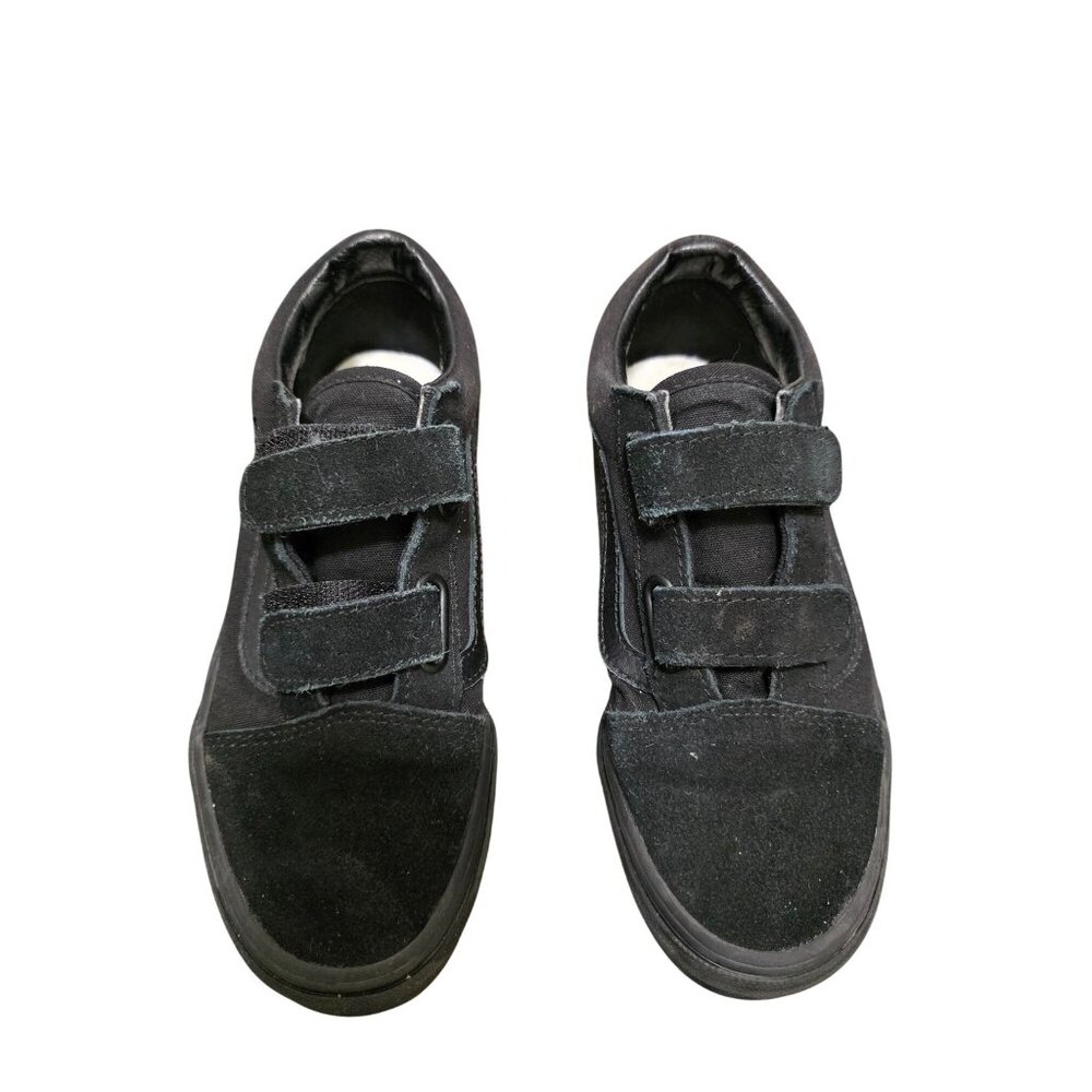 VANS Old Skool V Black Canvas & Suede Double Strap Sneakers Kids Size 3 Skateboa